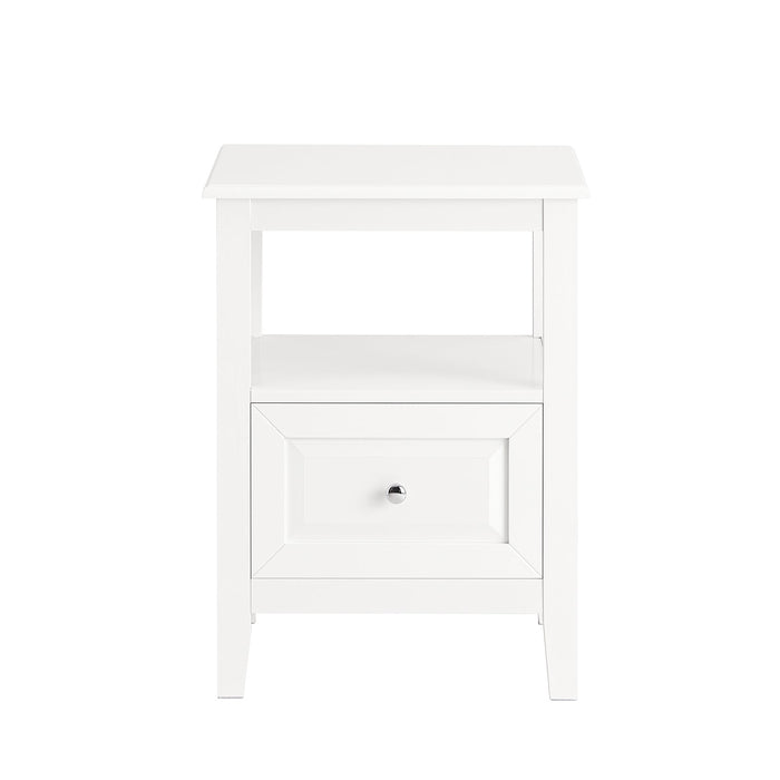 Comodino letto con 1 cassetto e un scomparto aperto Tavolino da salotto o soggiorno Tavolino telefono Bianco 45x35x60cm FBT131-W