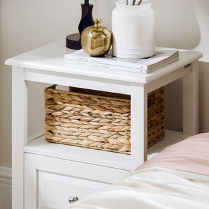 Comodino letto con 1 cassetto e un scomparto aperto Tavolino da salotto o soggiorno Tavolino telefono Bianco 45x35x60cm FBT131-W