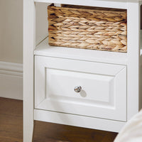 Comodino letto con 1 cassetto e un scomparto aperto Tavolino da salotto o soggiorno Tavolino telefono Bianco 45x35x60cm FBT131-W