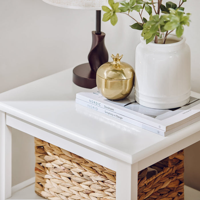 Comodino letto con 1 cassetto e un scomparto aperto Tavolino da salotto o soggiorno Tavolino telefono Bianco 45x35x60cm FBT131-W