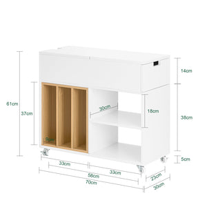 FBT134-W - Armadio per documenti, con 4 ruote, per ufficio, bianco, larghezza ca. 30 x 61 x 70 cm