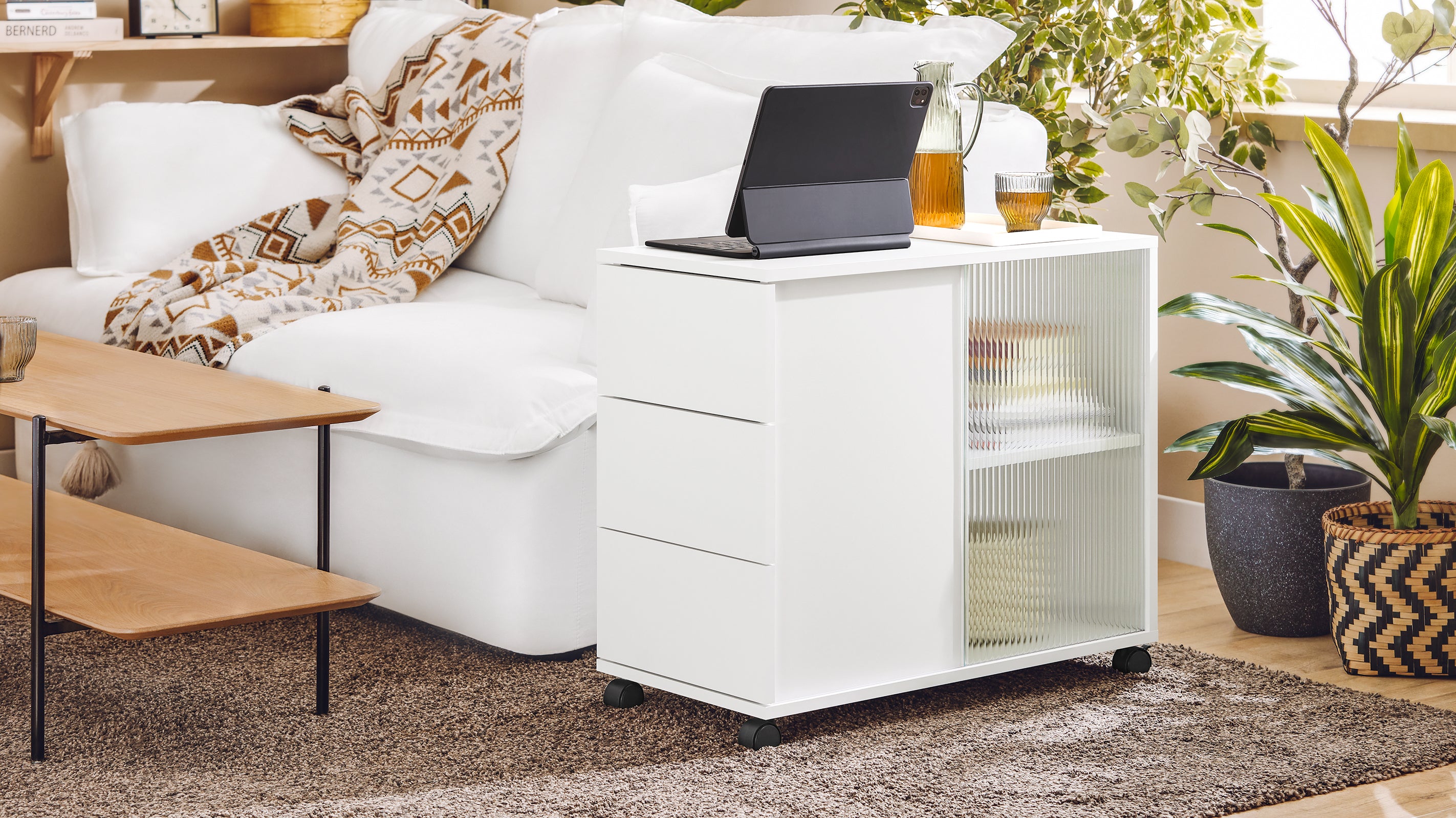 SoBuy Tavolino con ruote 75x35x61cm FBT141-W