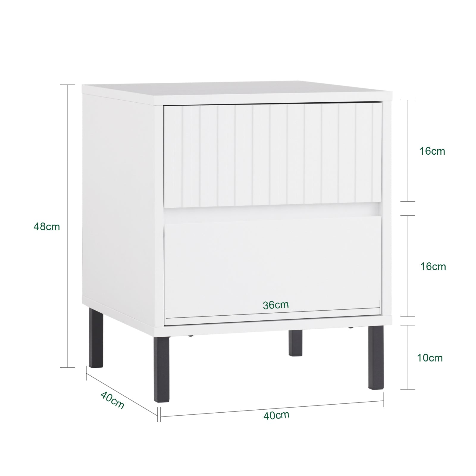 SoBuy Comodino letto con 2 cassetti Tavolino da divano Tavolino da salotto bianco 40x40x48 cm FBT157-W