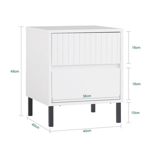 SoBuy Comodino letto con 2 cassetti Tavolino da divano Tavolino da salotto bianco 40x40x48 cm FBT157-W
