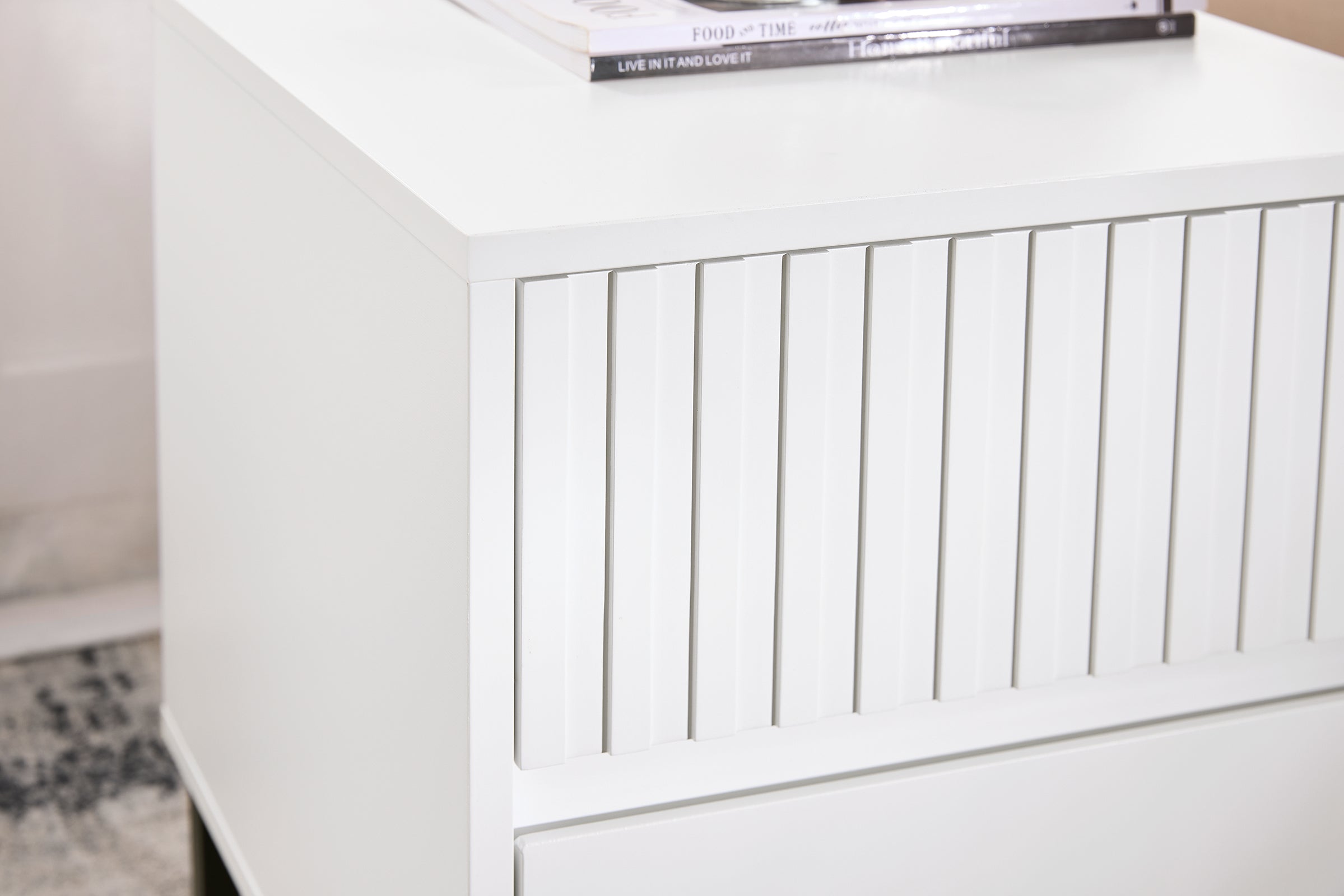 SoBuy Comodino letto con 2 cassetti Tavolino da divano Tavolino da salotto bianco 40x40x48 cm FBT157-W