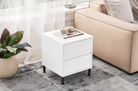 SoBuy Comodino letto con 2 cassetti Tavolino da divano Tavolino da salotto bianco 40x40x48 cm FBT157-W