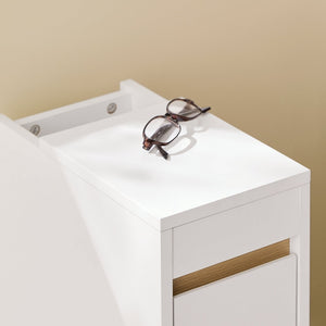 SoBuy Comodini con Piano Rimovibile e Cassetto, Tavolino Stretto per Divano, Comodini per Camera e Soggiorno, Tavolo Alto Stretto Bianco e Legno 20 x 35 x 60 cm FBT163-WN