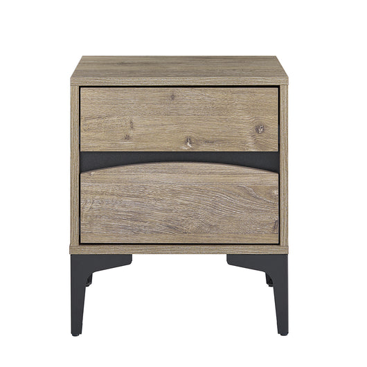 SoBuy Comodino, 2 cassetti con frontale curvo, effetto legno & gambe in metallo, Tavolino da notte moderno per camera da letto, 40×40×47 cm, naturale FBT165-N