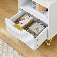 SoBuy Comodino, Comodino con cassetto e ripiano, Tavolino moderno per camera da letto e soggiorno, Bianco L40 x P40 x A51 cm FBT169-W