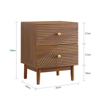 SoBuy Comodino Vintage con 2 Cassetti, Tavolino in Legno con Gambe in Legno di Gomma, Comodino per Camera da Letto, Soggiorno e Studio, Marrone, L45 × P40 × H58 cm, FBT170-N