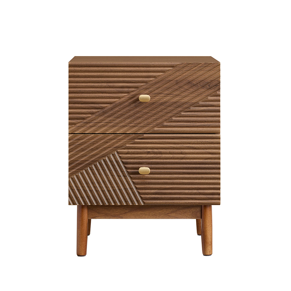 SoBuy Comodino Vintage con 2 Cassetti, Tavolino in Legno con Gambe in Legno di Gomma, Comodino per Camera da Letto, Soggiorno e Studio, Marrone, L45 × P40 × H58 cm, FBT170-N