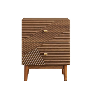 SoBuy Comodino Vintage con 2 Cassetti, Tavolino in Legno con Gambe in Legno di Gomma, Comodino per Camera da Letto, Soggiorno e Studio, Marrone, L45 × P40 × H58 cm, FBT170-N