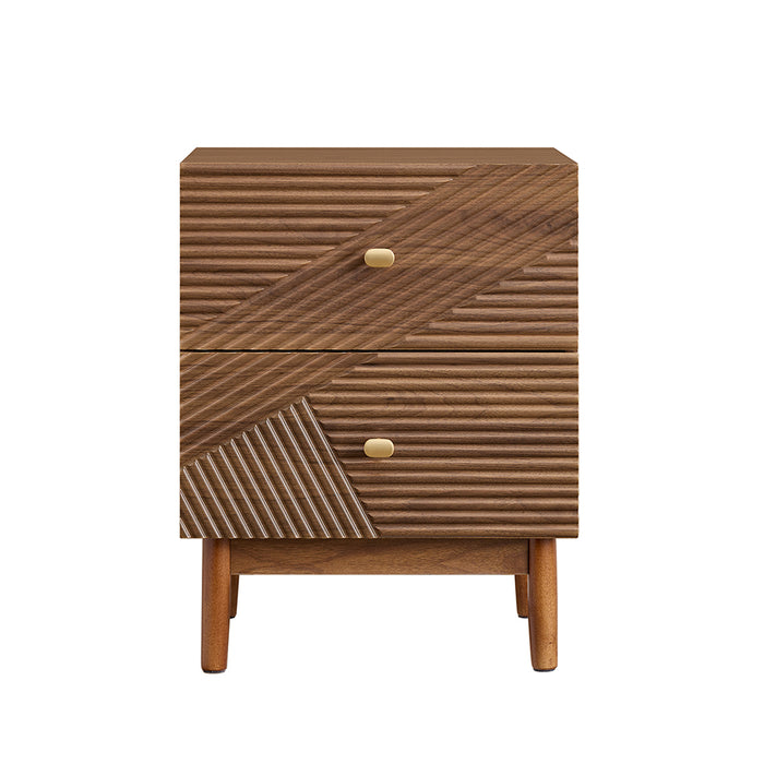 SoBuy Comodino Vintage con 2 Cassetti, Tavolino in Legno con Gambe in Legno di Gomma, Comodino per Camera da Letto, Soggiorno e Studio, Marrone, L45 × P40 × H58 cm, FBT170-N