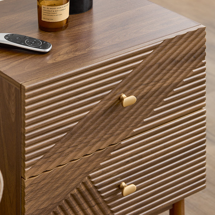 SoBuy Comodino Vintage con 2 Cassetti, Tavolino in Legno con Gambe in Legno di Gomma, Comodino per Camera da Letto, Soggiorno e Studio, Marrone, L45 × P40 × H58 cm, FBT170-N