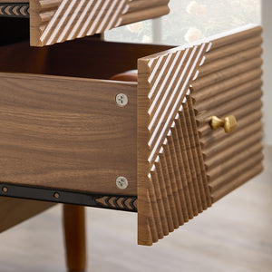 SoBuy Comodino Vintage con 2 Cassetti, Tavolino in Legno con Gambe in Legno di Gomma, Comodino per Camera da Letto, Soggiorno e Studio, Marrone, L45 × P40 × H58 cm, FBT170-N