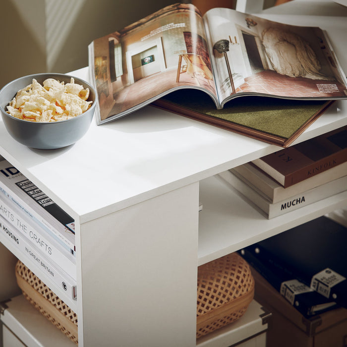 FBT34-W,Tavolino basso da salotto con ruote,Mobile multiuso