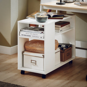 FBT34-W,Tavolino basso da salotto con ruote,Mobile multiuso