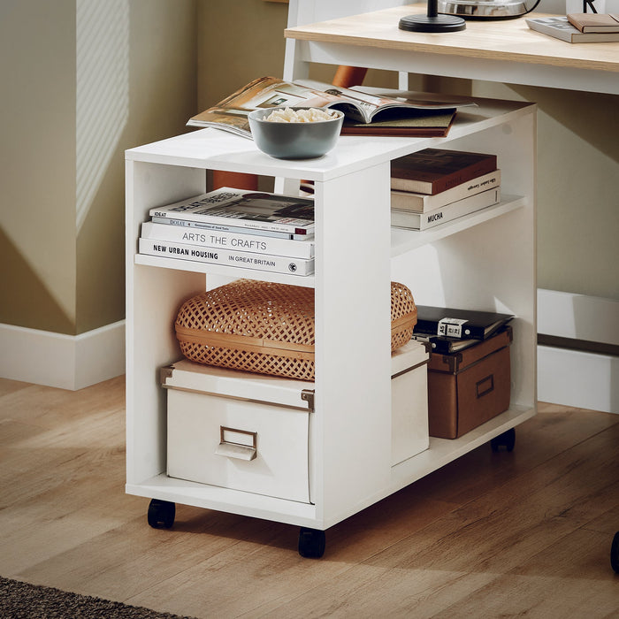 FBT34-W,Tavolino basso da salotto con ruote,Mobile multiuso