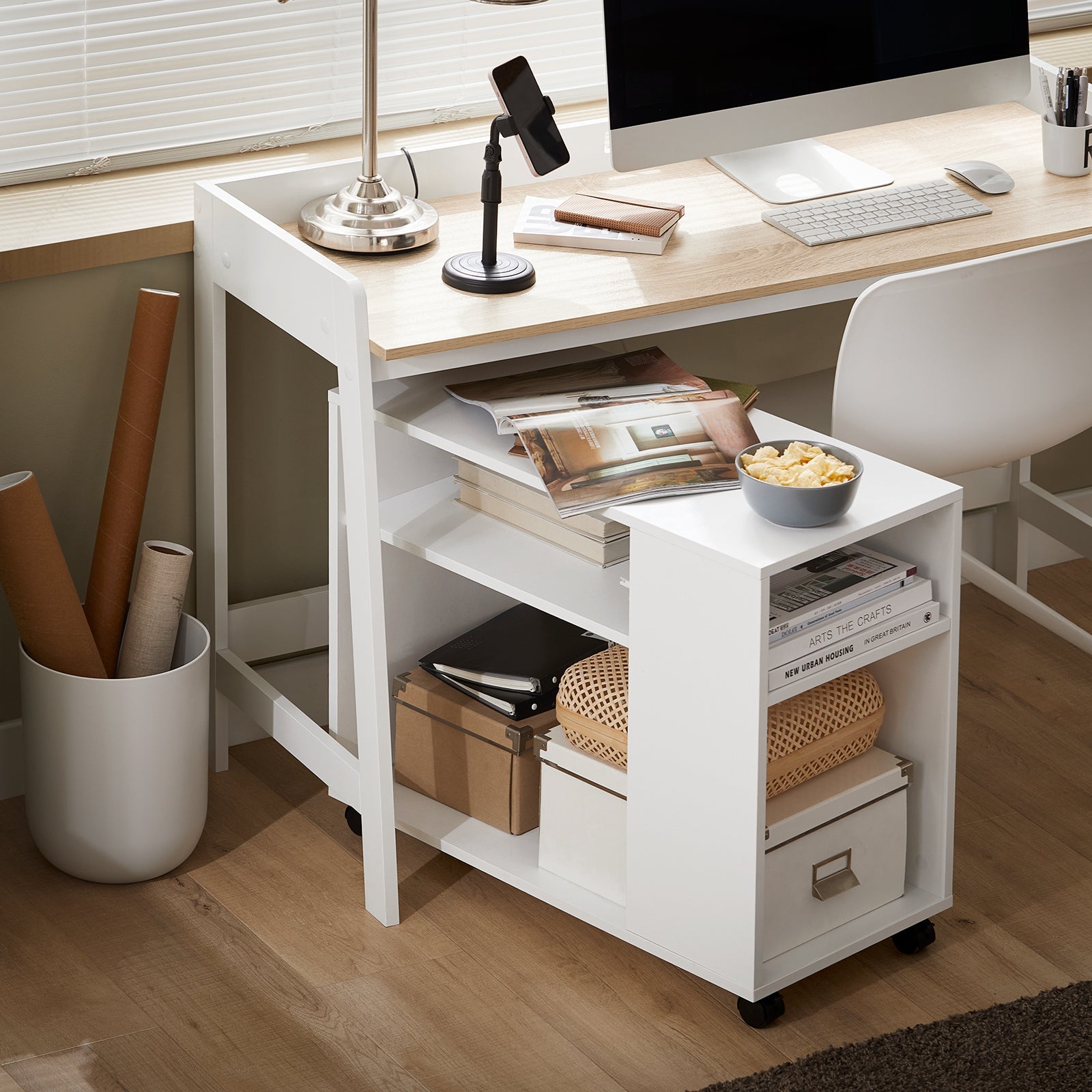 FBT34-W,Tavolino basso da salotto con ruote,Mobile multiuso