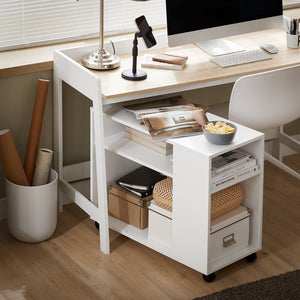 FBT34-W,Tavolino basso da salotto con ruote,Mobile multiuso