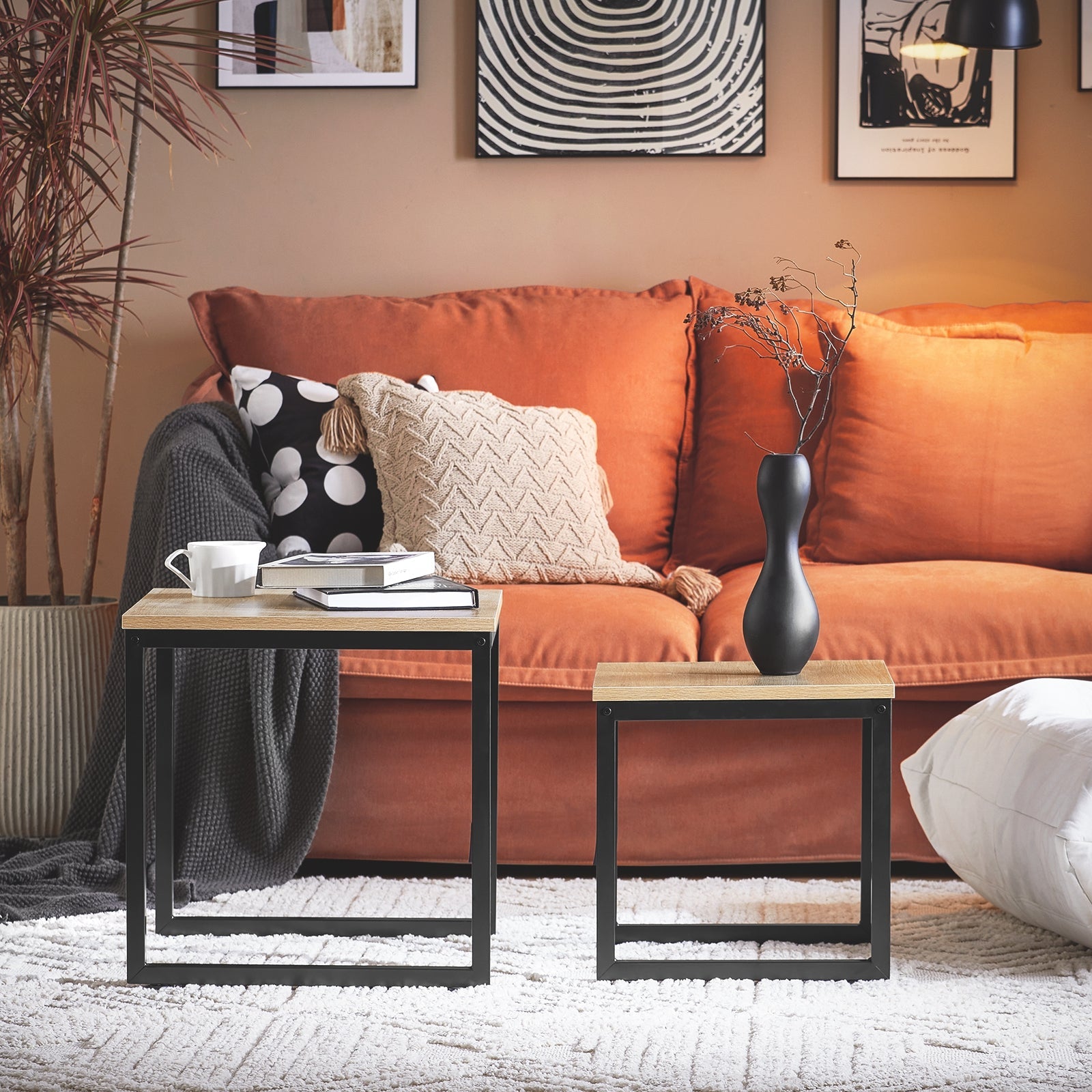 Set tavolini Soggiorno Tavolinetto da Salotto L50*P50*A50cm,Legno FBT42-N