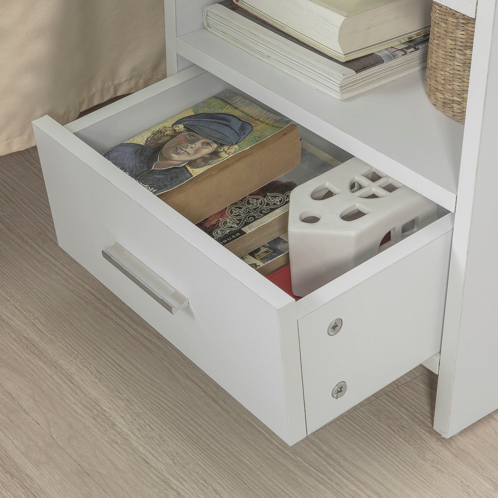 Comodino Comodino da letto con cassetto Bianco FBT66-W