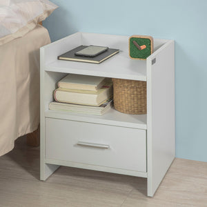 Comodino Comodino da letto con cassetto Bianco FBT66-W