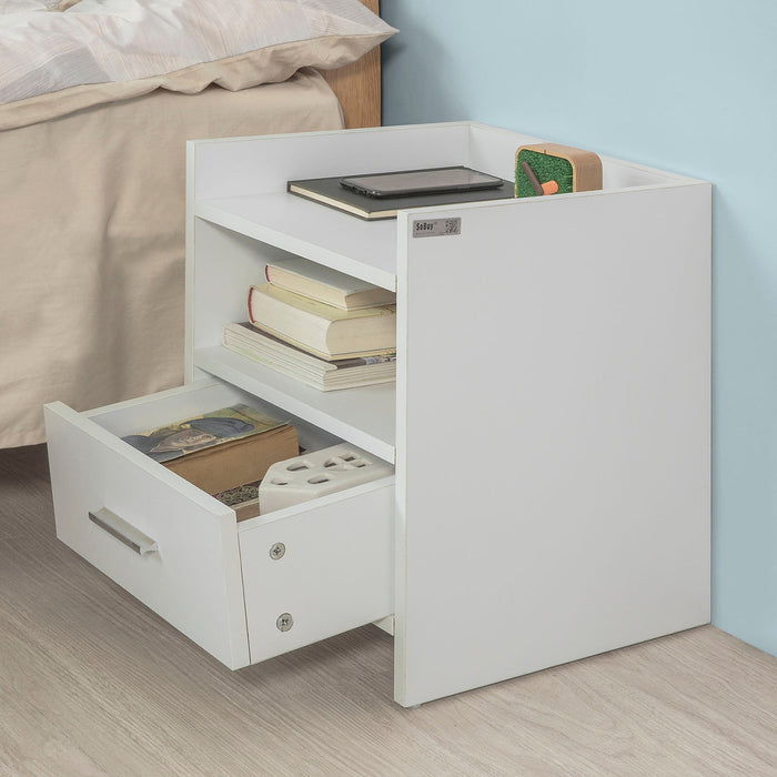 Comodino Comodino da letto con cassetto Bianco FBT66-W