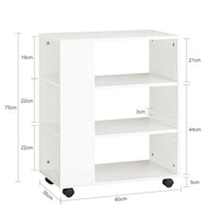 Tavolino Salotto con Ruote,Porta Stampante, Bianco,Altezza 75 cm, FBT68-