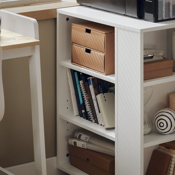 Tavolino Salotto con Ruote,Porta Stampante, Bianco,Altezza 75 cm, FBT68-