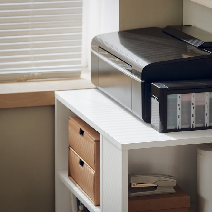 Tavolino Salotto con Ruote,Porta Stampante, Bianco,Altezza 75 cm, FBT68-