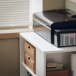 Tavolino Salotto con Ruote,Porta Stampante, Bianco,Altezza 75 cm, FBT68-