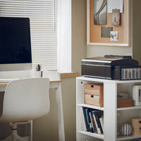 Tavolino Salotto con Ruote,Porta Stampante, Bianco,Altezza 75 cm, FBT68-