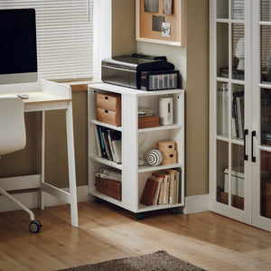 Tavolino Salotto con Ruote,Porta Stampante, Bianco,Altezza 75 cm, FBT68-