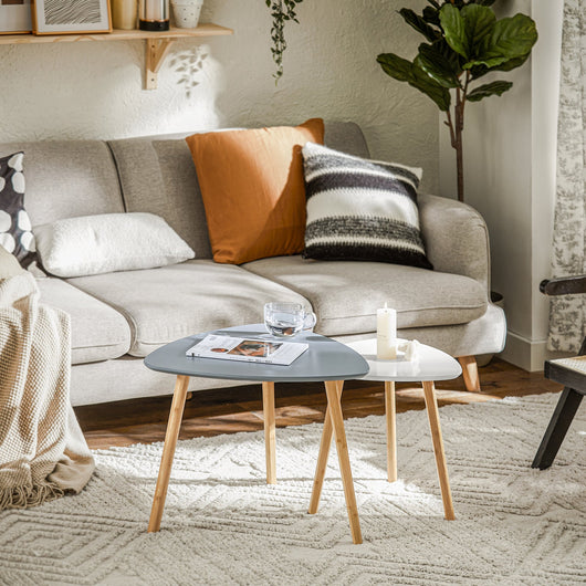 Set Di 2 Tavolini Bassi Da Salotto In Legno Di Bambu Massello E MDF Tavolino Moderno FBT74-HG