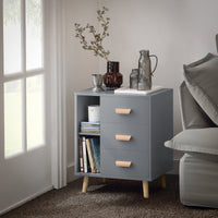 Comodino Piccolo Tavolino Divano Con 3 Cassetti Comodino Comodini L48*P40*A60cm Grigio FBT95-HG SoBuy