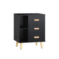Comodino Piccolo Tavolino Divano Con 3 Cassetti Comodino Comodini L48*P40*A60cm Nero FBT95-SCH SoBuy
