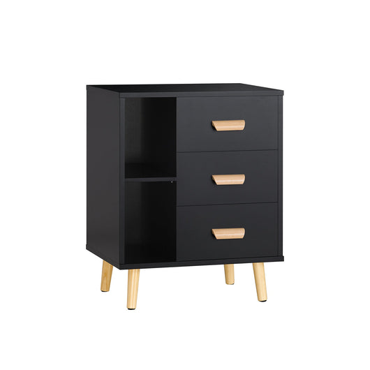 Comodino Piccolo Tavolino Divano Con 3 Cassetti Comodino Comodini L48*P40*A60cm Nero FBT95-SCH SoBuy