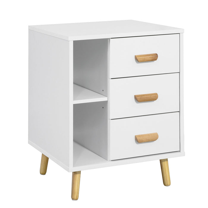 Comodino Piccolo Tavolino Divano Con 3 Cassetti Comodino Comodini L48*P40*A60cm Bianco FBT95-W SoBuy