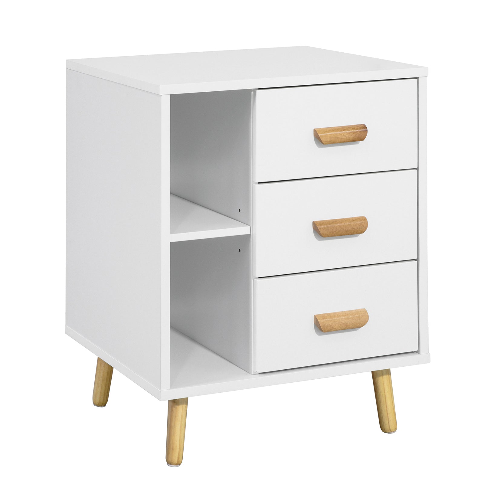 Comodino Piccolo Tavolino Divano Con 3 Cassetti Comodino Comodini L48*P40*A60cm Bianco FBT95-W SoBuy