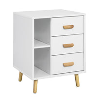 Comodino Piccolo Tavolino Divano Con 3 Cassetti Comodino Comodini L48*P40*A60cm Bianco FBT95-W SoBuy