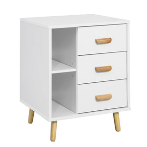 Comodino Piccolo Tavolino Divano Con 3 Cassetti Comodino Comodini L48*P40*A60cm Bianco FBT95-W SoBuy