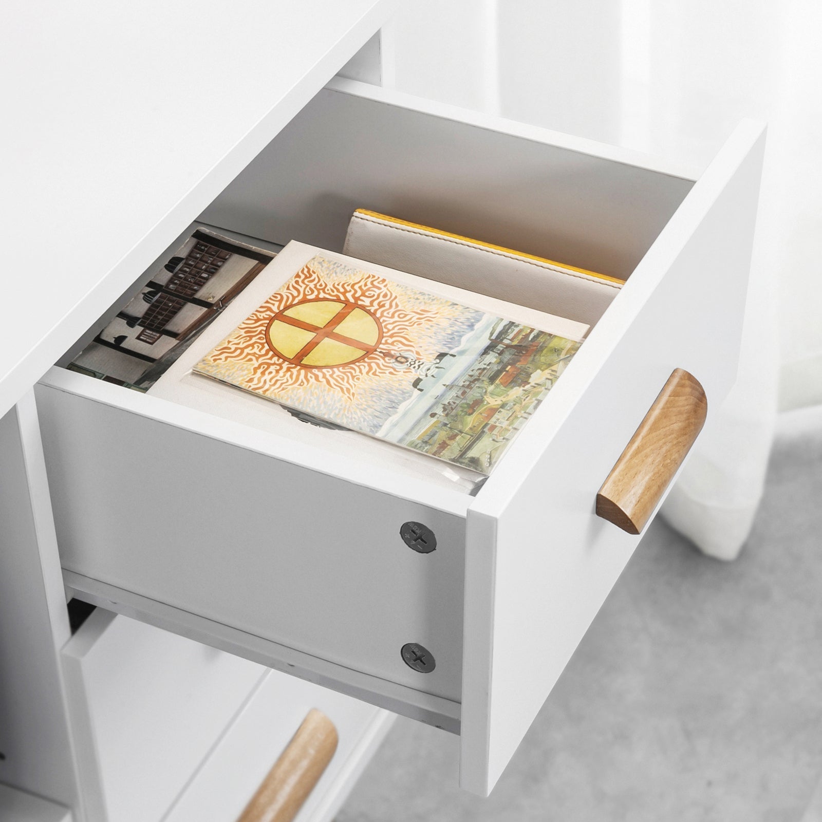 Comodino Piccolo Tavolino Divano Con 3 Cassetti Comodino Comodini L48*P40*A60cm Bianco FBT95-W SoBuy