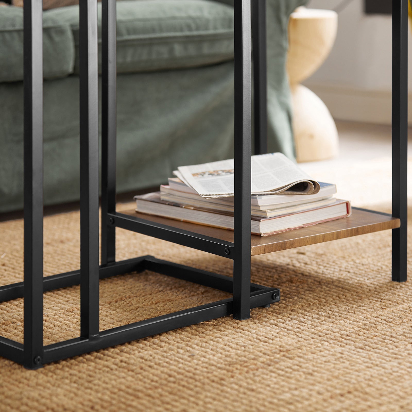 Set di 2 tavolini,Tavolino da Divano, Impilabili, Tavolino d'appoggio, FBT99-F