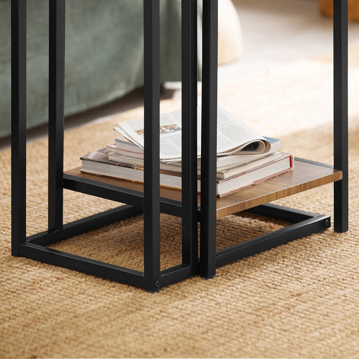 Set di 2 tavolini,Tavolino da Divano, Impilabili, Tavolino d'appoggio, FBT99-F