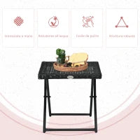 Tavolino da Giardino Pieghevole Salvaspazio in Rattan Sintetico e Acciaio, 40x40x40cm, Nero