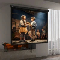 Telo Proiettore 120" Regolabile con Montaggio a Soffitto e Parete, Formato 4:3, 244x183cm, Bianco e Nero