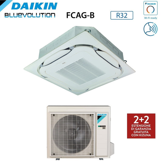 Climatizzatore Condizionatore Daikin Bluevolution a Cassetta Round Flow 12000 Btu FCAG35B R-32 Wi-Fi Optional con Griglia Standard Inclusa - Garanzia Italiana