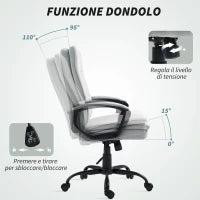 Sedia da Ufficio Ergonomica con Schienale Alto, Altezza Regolabile e Dondolo, Grigio