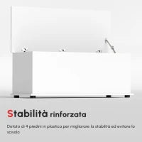 Panca Contenitore Multiuso in Legno Truciolare con Coperchio Apribile, per Camera e Ingresso, 100x40x40cm, Bianco